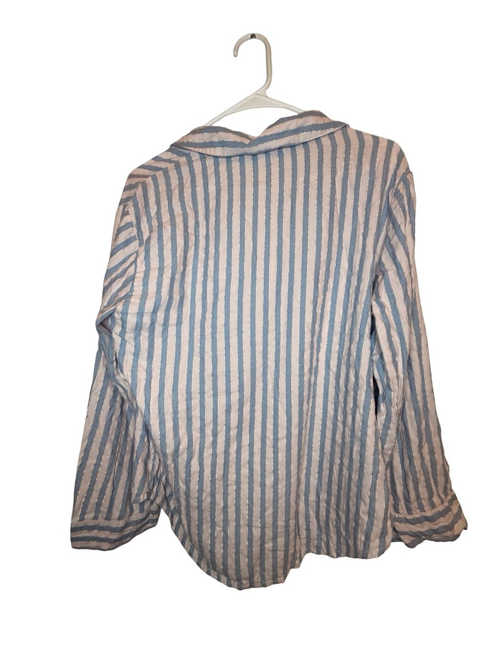 Victoria's Secret Striped Pajama Set Blue Pink Gold Shimmer Long Sleeve Small - Picture 5 of 9